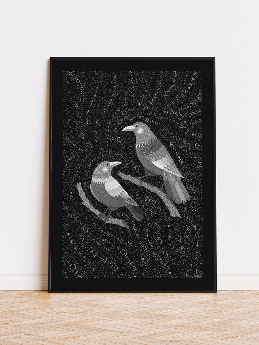 Odin's Raven Huginn & Muninn - Bird Art Print product image (1)