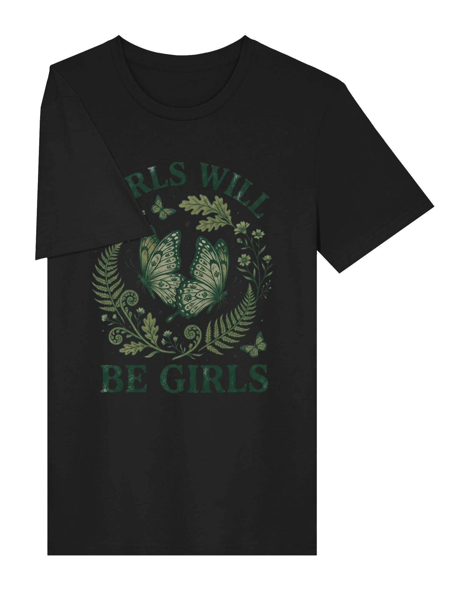 Botanical Butterfly T-Shirt | Girls Will Be Girls Tee | Dark Floral Nature Shirt | Feminine Graphic Top product image (16)