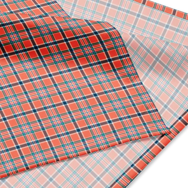 Orange Coral and Blue Plaid Bandana product image (2)