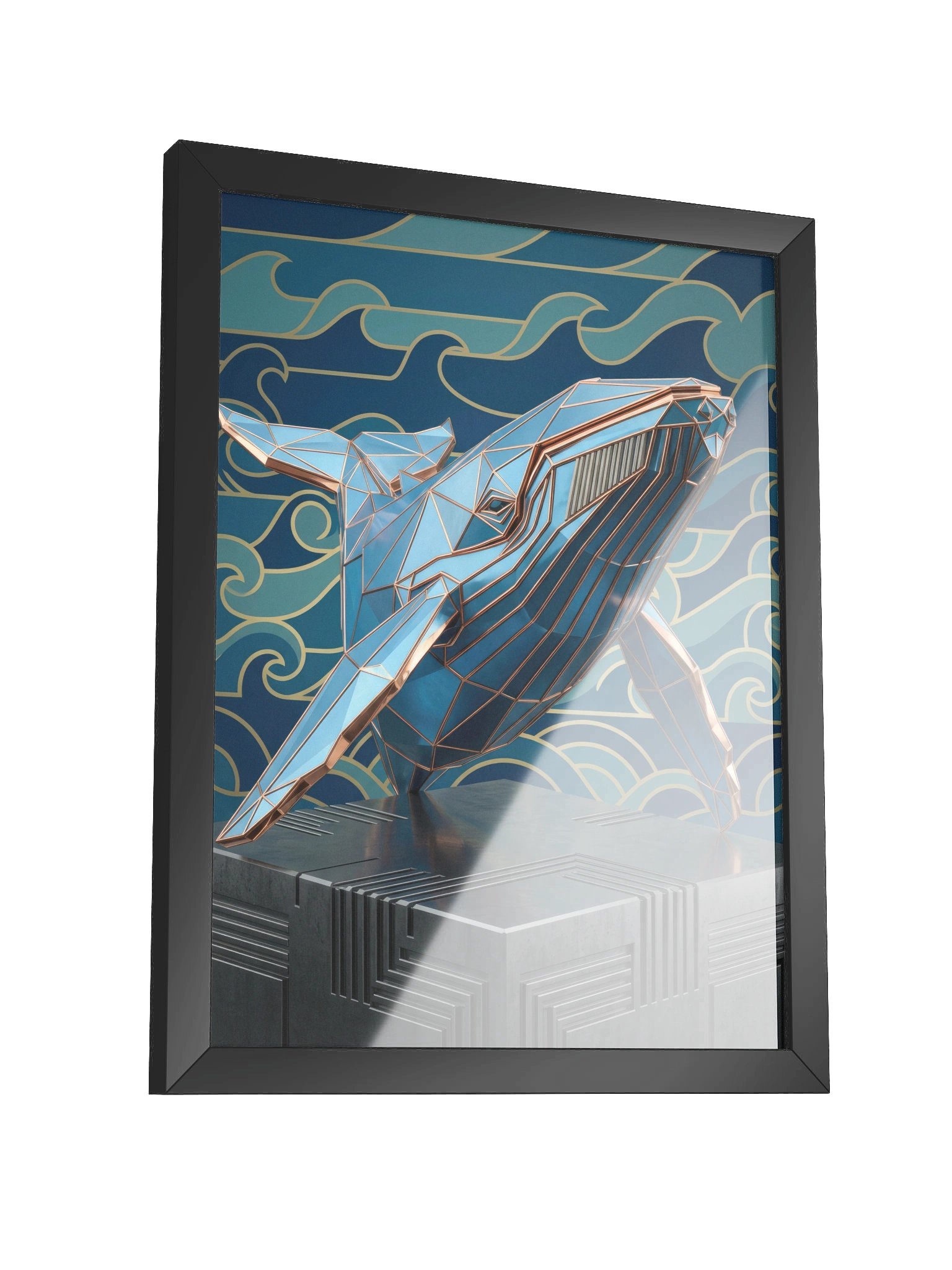 Dazzling Geometric Whale Framed Poster - Neo-Deco Luxury Wall Art product image (3)