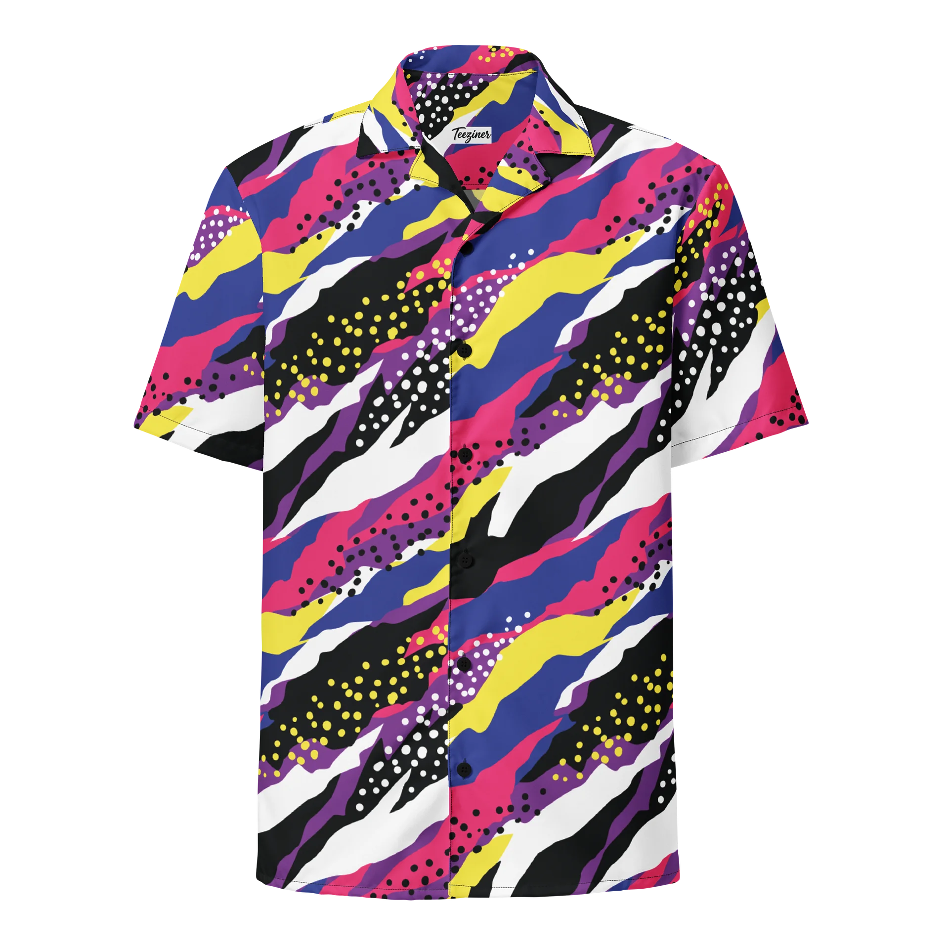 Retro 90s Cyber-Pop Waves | Vibrant All-Over Print Unisex Button Shirt product image (1)
