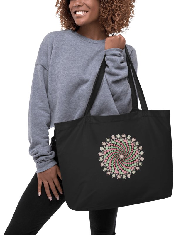 Green and Pink Dot Mandala Organic Cotton Tote Bag product image (1)