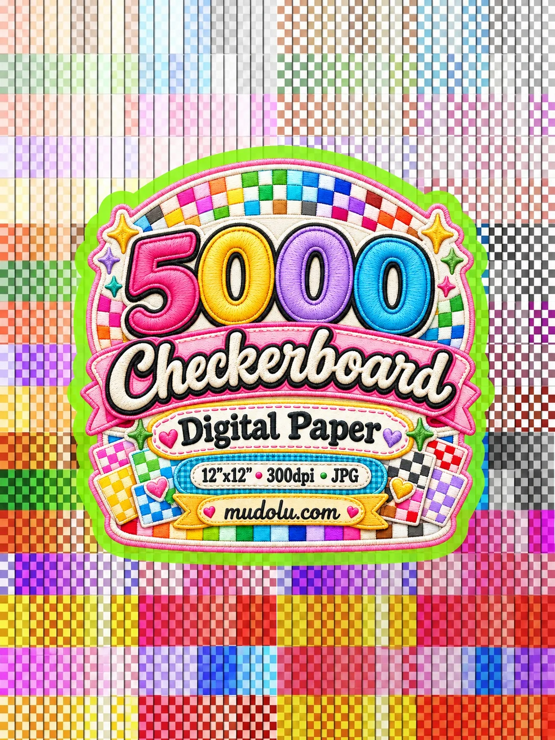 5000 Checkerboard Digital Paper Bundle, Colorful Checkered Patterns product image (1)