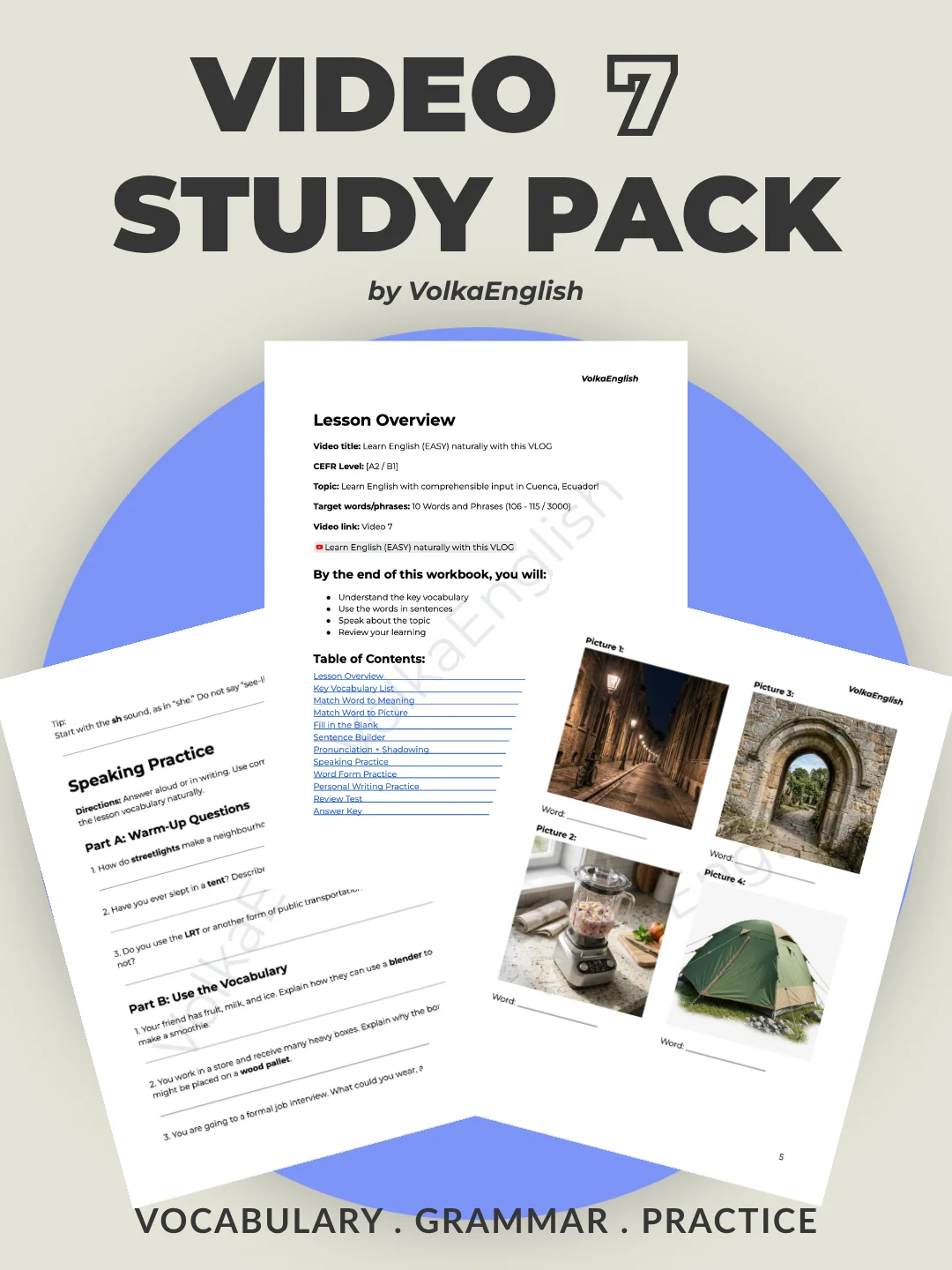 Learn English (EASY) naturally with this VLOG - Video 7 Study Pack product image (1)