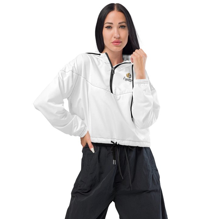 Equinox All-Over Print Women’s Cropped Windbreaker - White, Celestial Design, Lightweight product image (1)