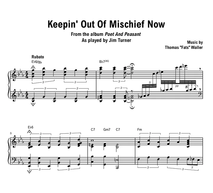 Jim Turner - Keepin' Out Of Mischief Now - Sheet music (PDF) product image (1)