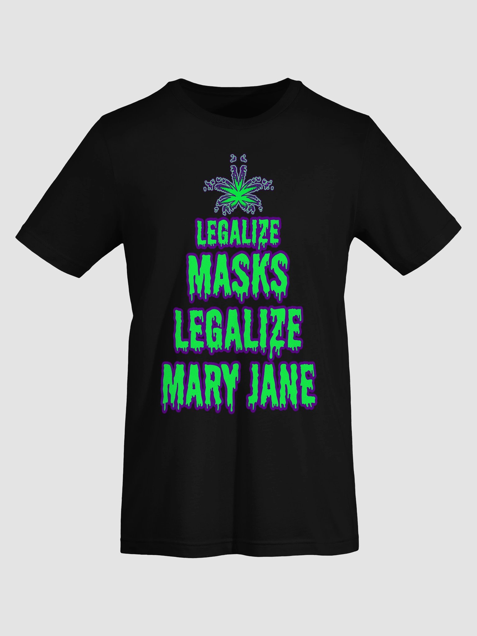 Legalize Masks Mary Jane Black Tee, Punk Rock Pothead Weed Leaf T-Shirt, Cannabis Stoner Clothing product image (7)