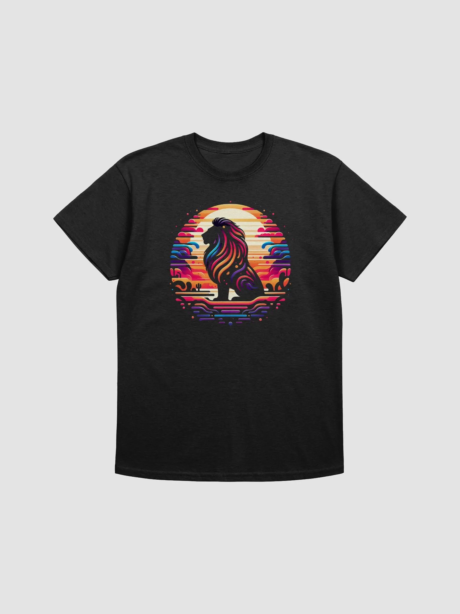 Sunset Lion Retro T-Shirt product image (2)