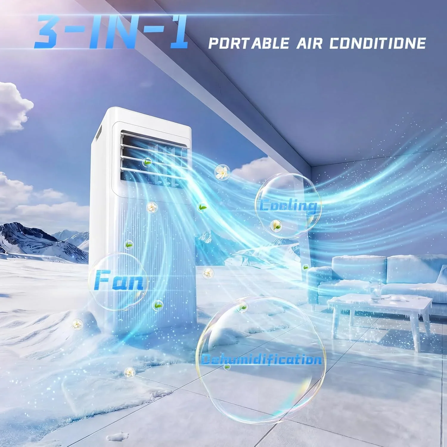 9000 BTU Portable Air Conditioner with Dehumidifier, Fan, Sleep Mode & Remote Control product image (2)