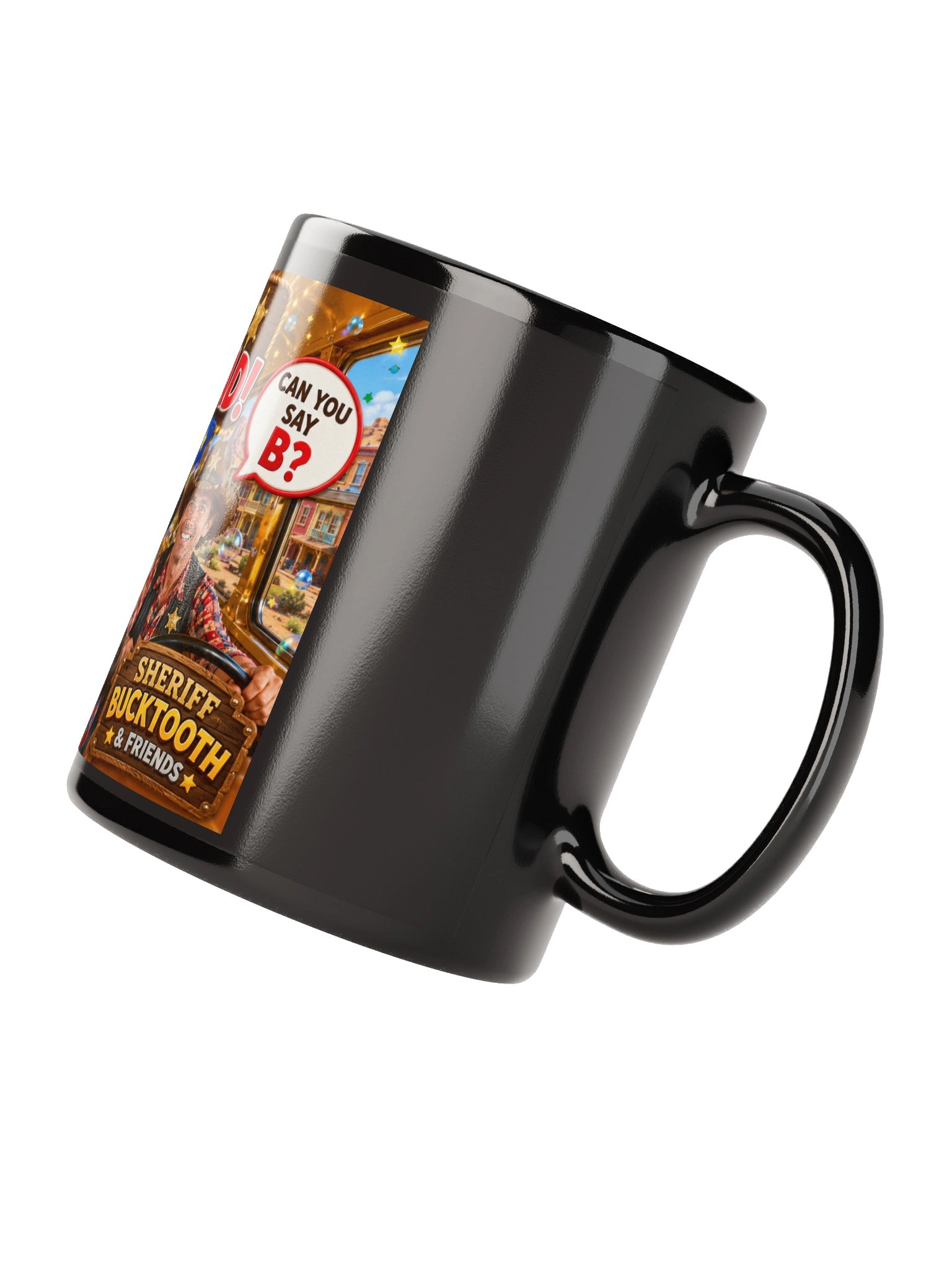 Title: B is for Bobblehead! Mug | Sheriff Bucktooth ABC Collection Description: B is for Bobblehead! Join Sheriff Bucktooth, Deputy Claude, Deputy Jack, and friends as they travel through GlamourTo product image (7)