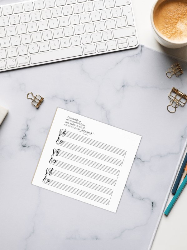 "Cantando y acompañándose con música" Music Note Writing Practice Pad product image (2)