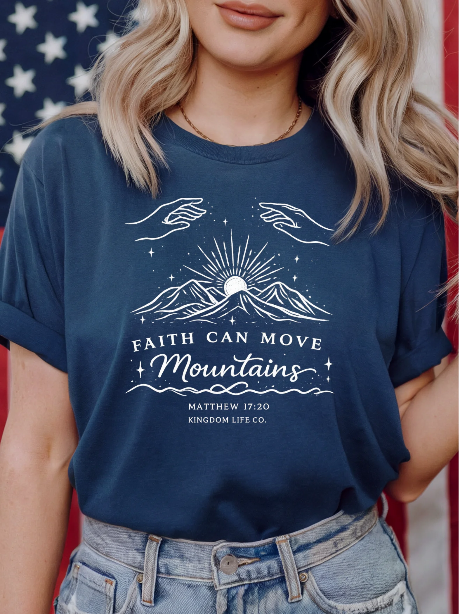Faith Can Move Mountains Christian T-Shirt, Matthew 17:20 Bible Verse Graphic Tee, Inspirational Faith Apparel, Boho Christian Gift - Kingdom Life Co. product image (1)