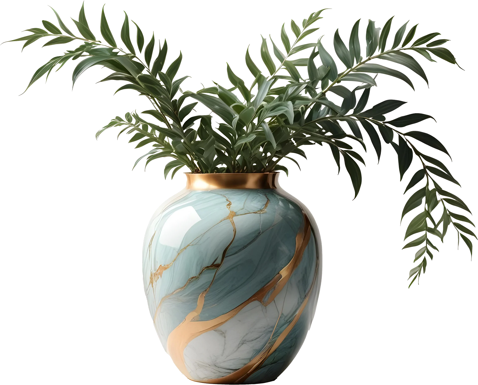 Azure Serenity – Vase Marble Kintsugi Elegance PNG product image (1)