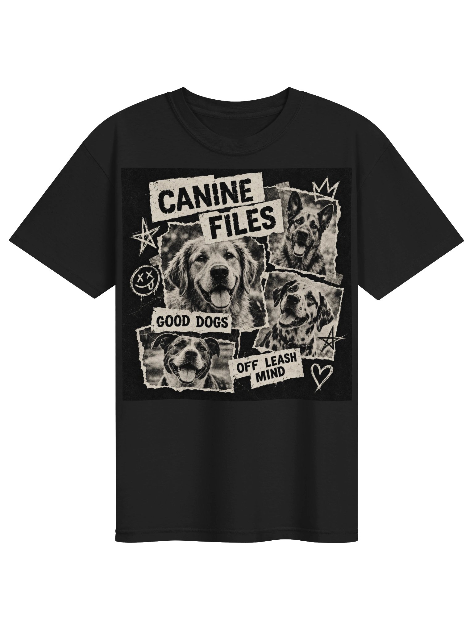 Dog Lover Graphic T-Shirt | Punk Zine Dog Shirt | Vintage Black Dog Tee | Streetwear Dog Lover Shirt product image (2)