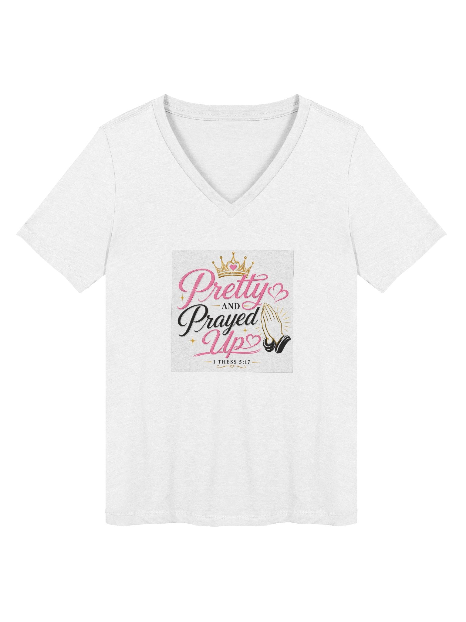 Pretty and Prayed up Cotton Tee V-neck product image (1)