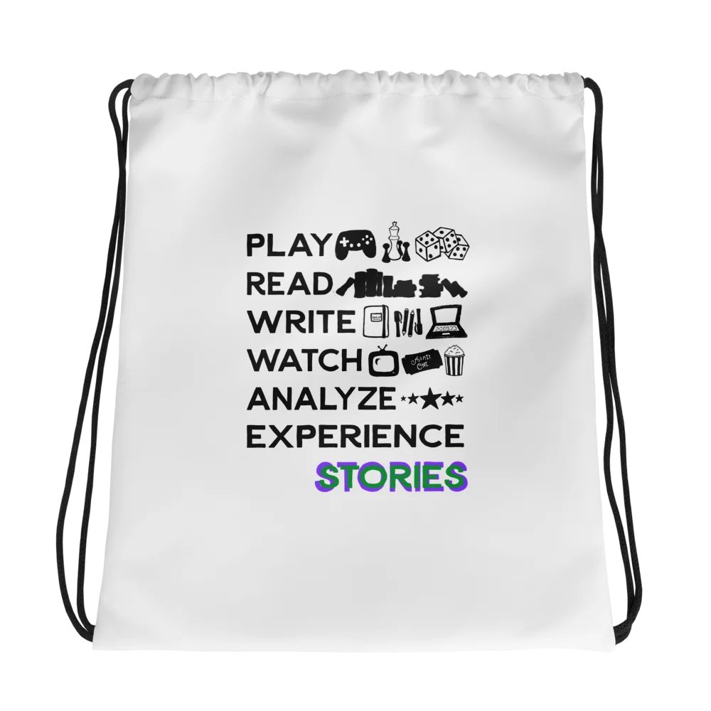 Experience Stories Drawstring Bag (Green and Purple) product image (1)