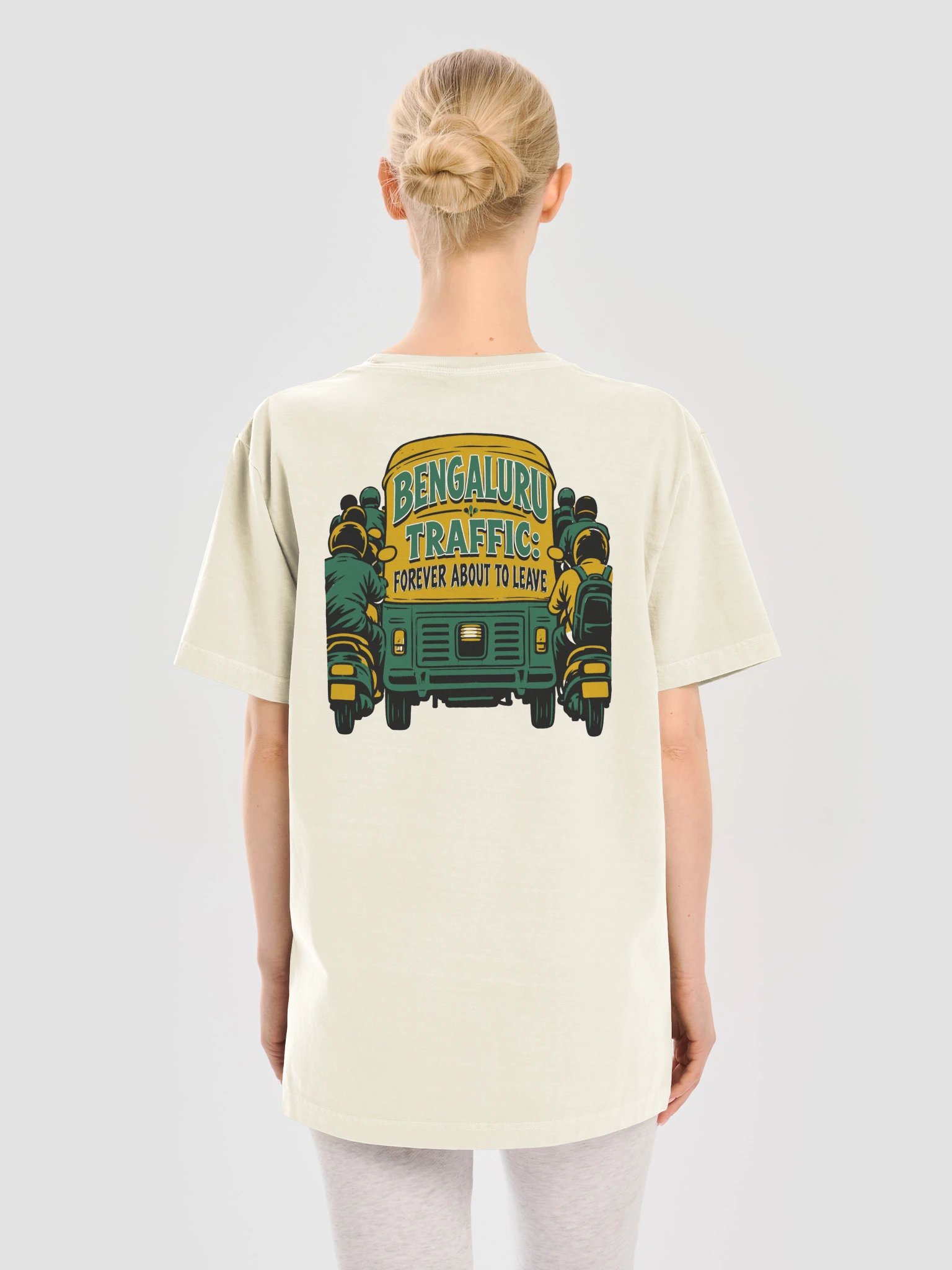 Bengaluru Traffic: Forever About to Leave (Heavyweight Tee, Front and Back) product image (10)