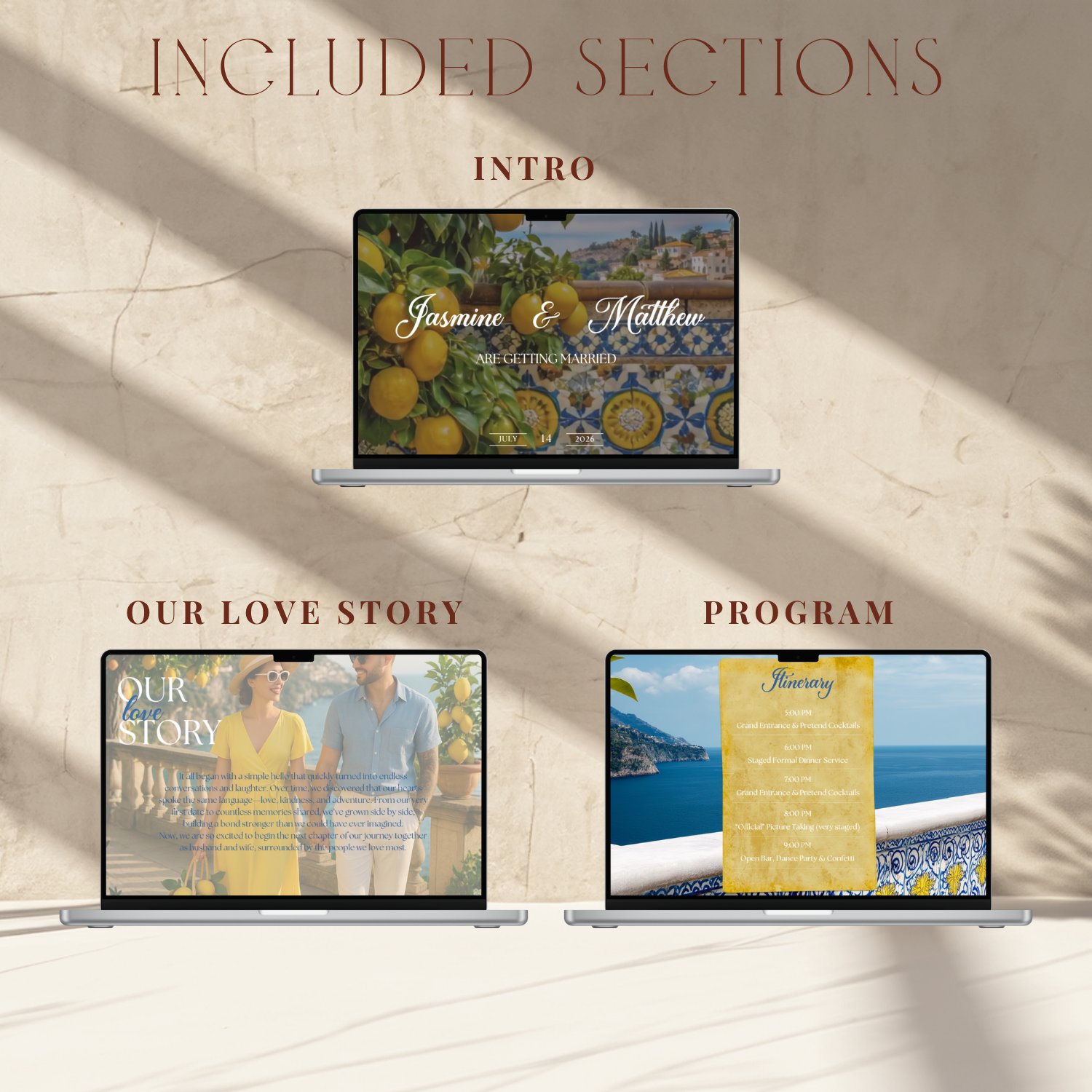 Lemon Wedding Website Template | Amalfi Citrus Theme | Editable Canva Template | Destination Wedding | RSVP Website | 5x7 Invite Included product image (3)