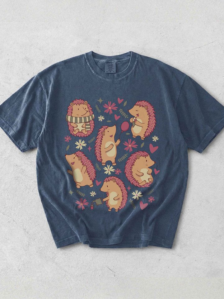 Cottagecore Hedgehog Floral Shirt – Cute Hedgehog Graphic Tee, Cozy Woodland Animal Aesthetic product image (1)