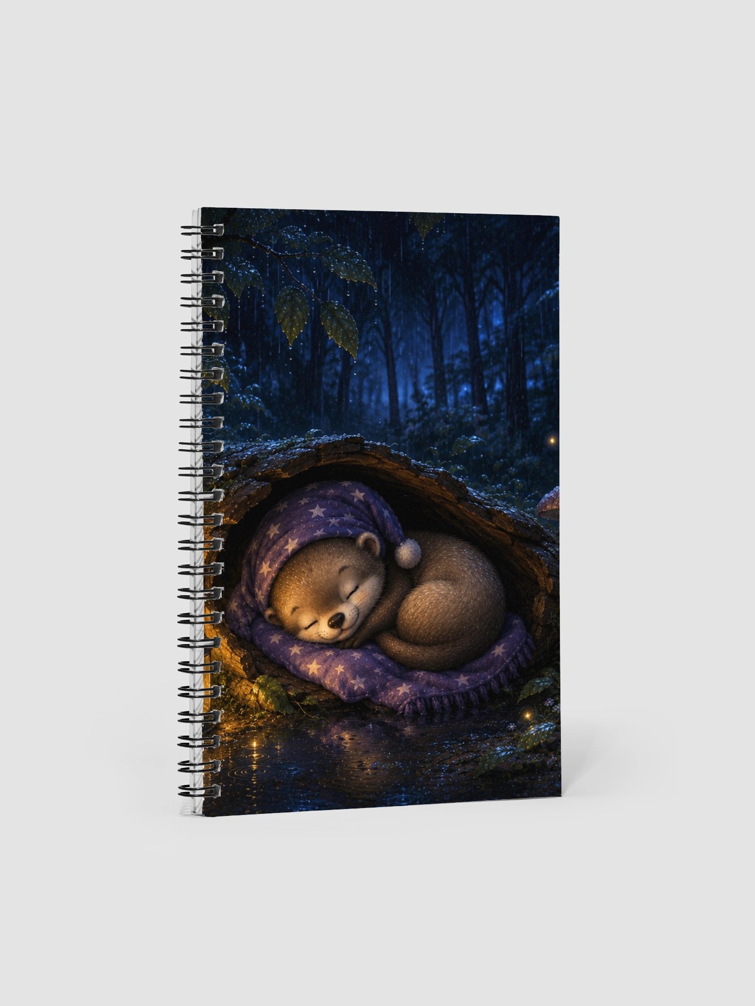 Rainy Night Dreams Spiral Notebook | Cosy Ferret Journal product image (1)