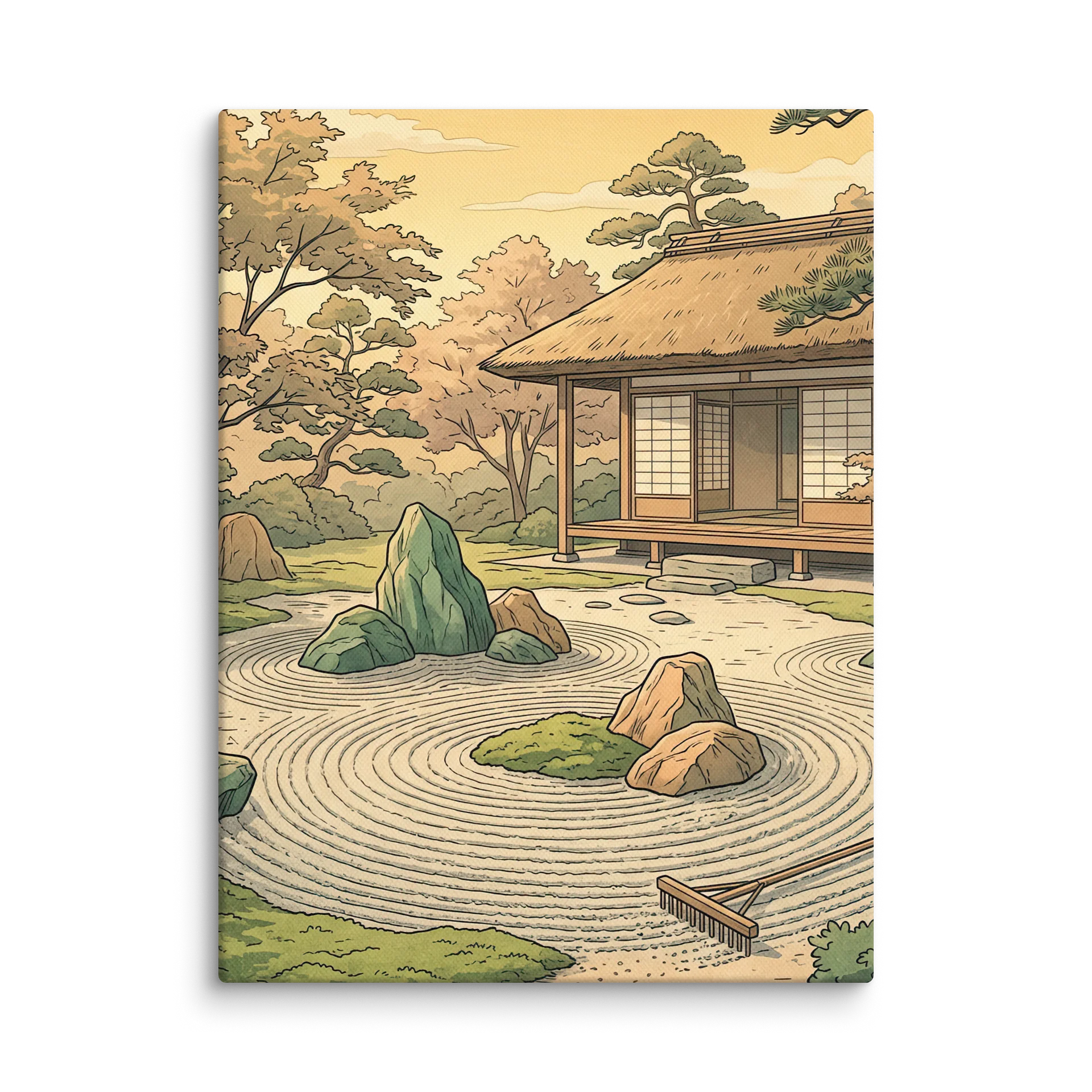 Tranquil Zen Garden Teahouse Canvas - Japandi Wall Art product image (1)