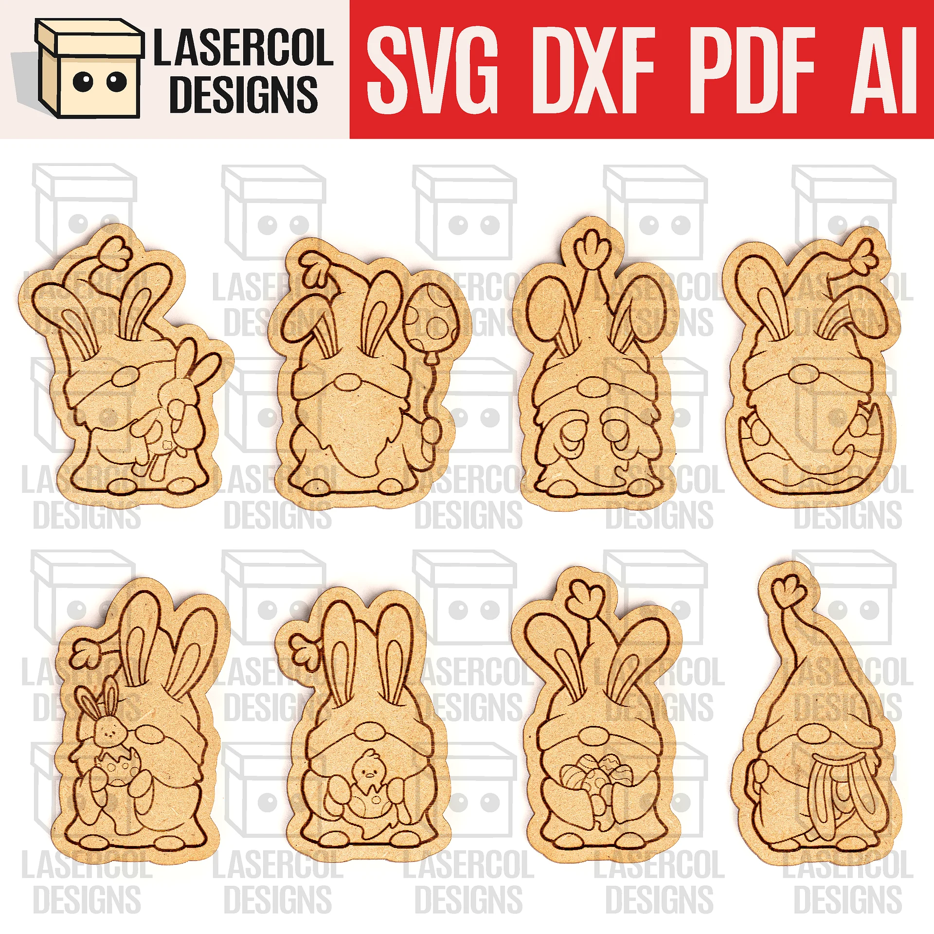 Easter Gnomes Paint Kit DIY Cut Outs Bundle - Laser Cut Files product image (4)