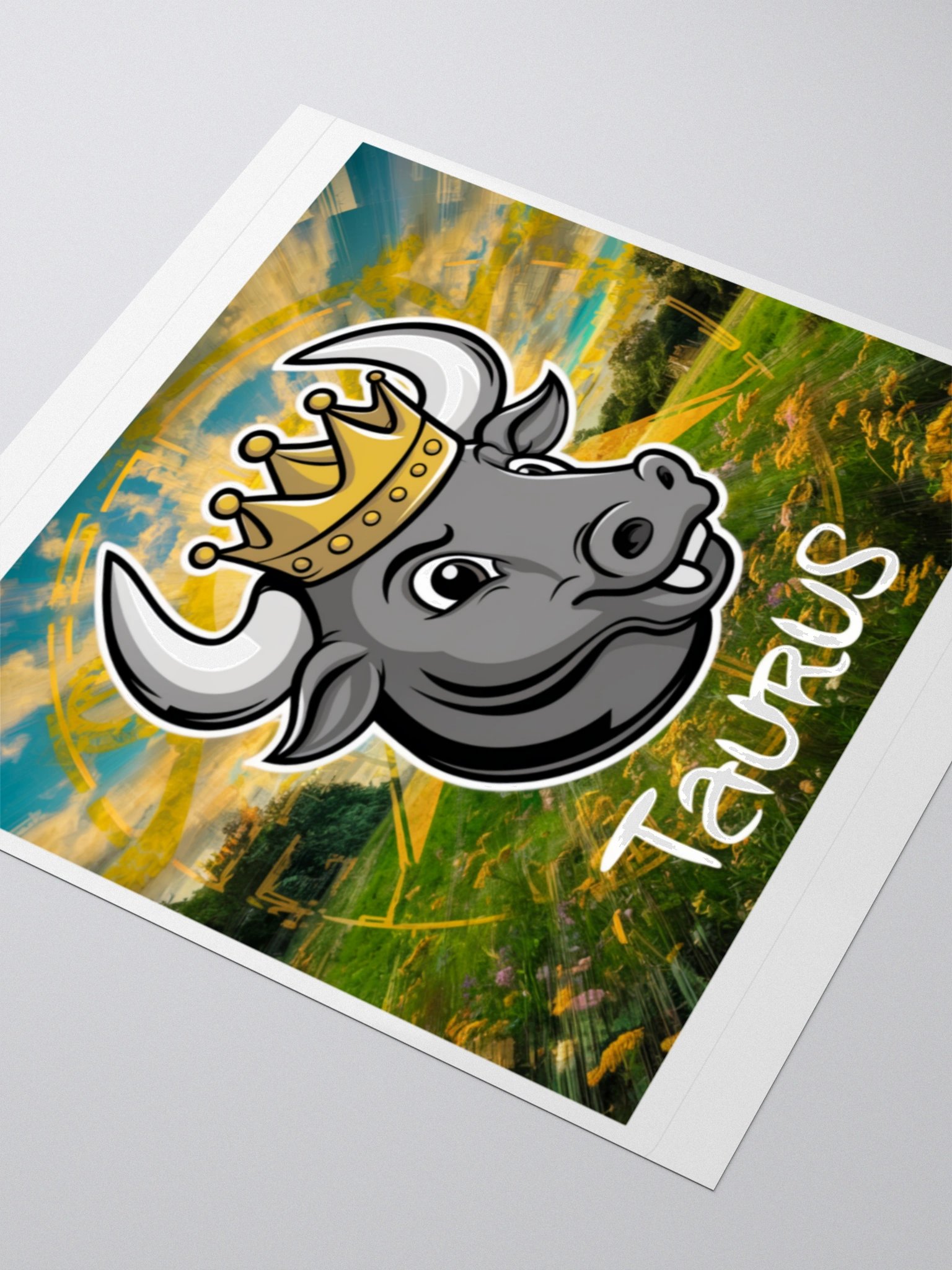 Taurus Zodiac Sticker - Bull with Golden Crown - Premium Vinyl product image (8)