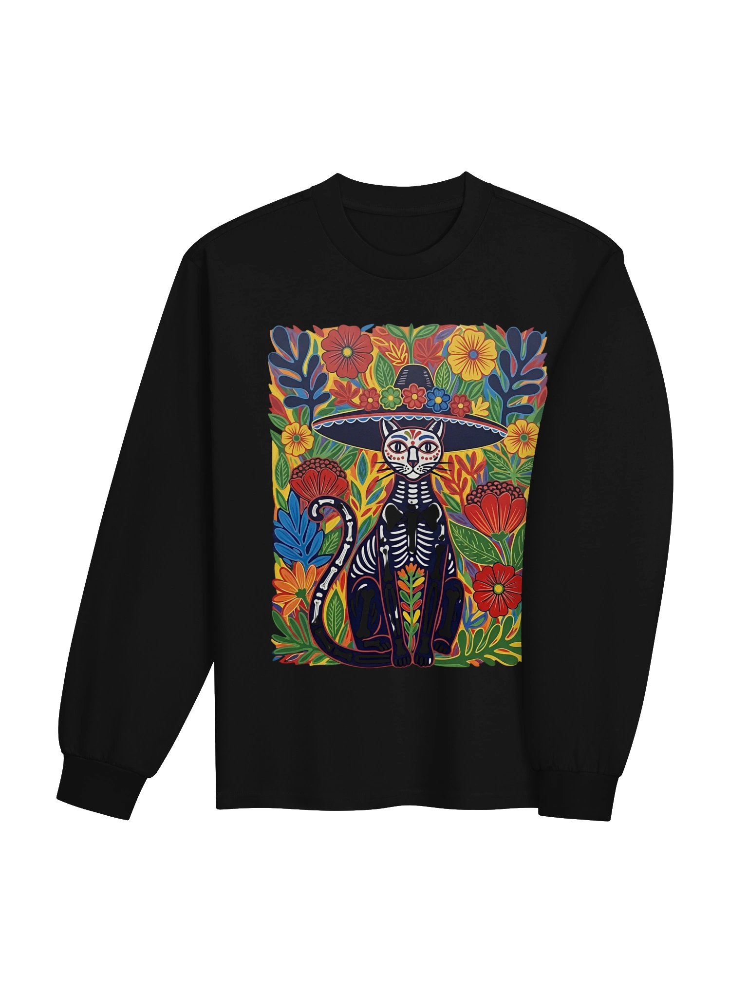 Day of the Dead Cat Folk Art Long Sleeve product image (14)