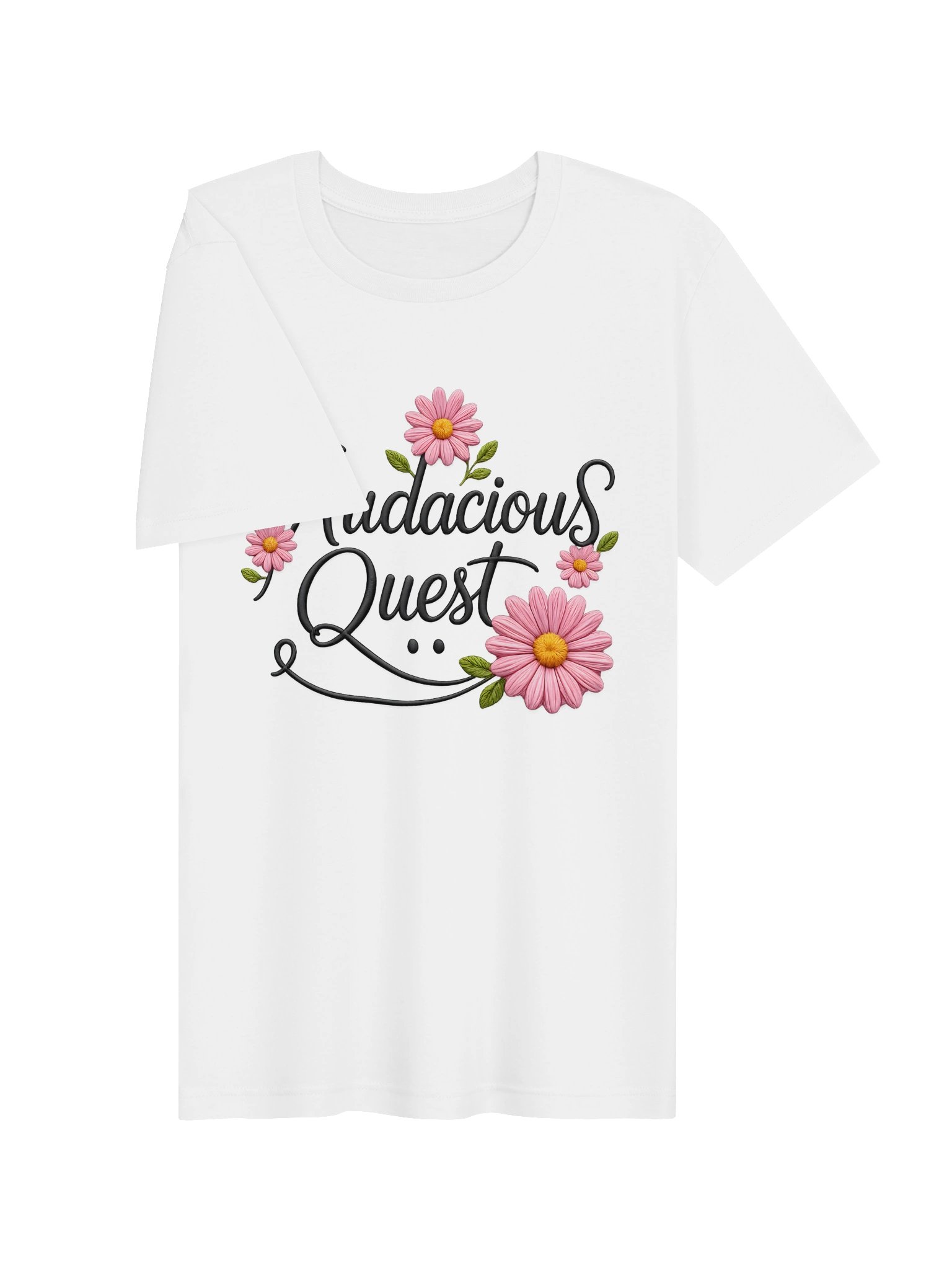 "Audacious Quest" Cute Floral Script Graphic T-Shirt product image (3)