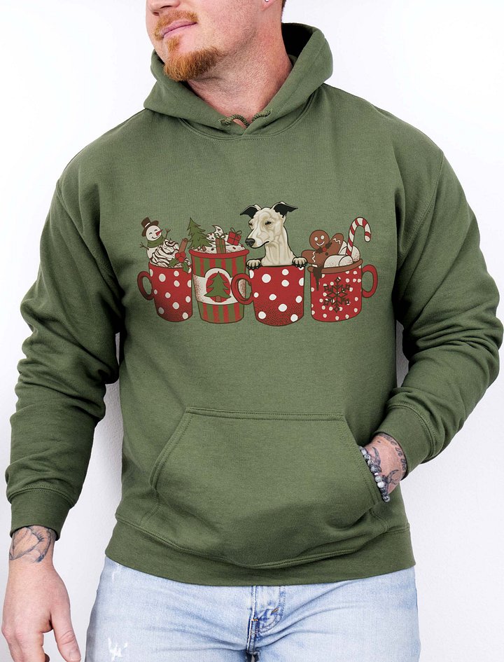 Cute Italian Greyhound(Fawn) in a Christmas Cup Hooded Sweatshirt | Funny Christmas Iggy Pup in a Cup product image (11)