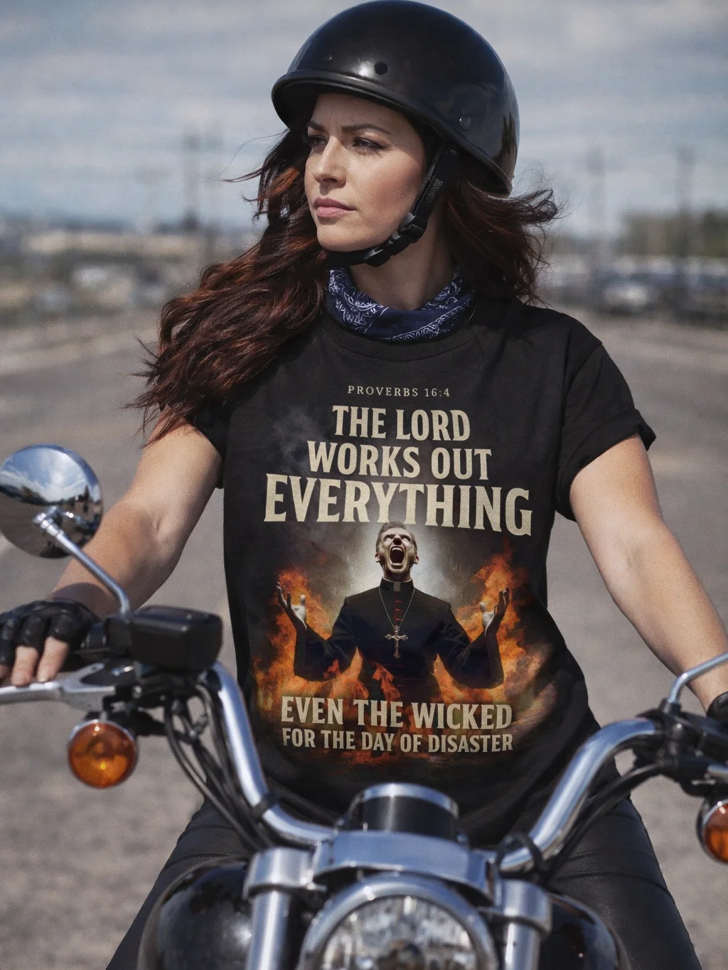 Day of Disaster Bible Verse T-Shirt – Christian Proverbs 16:4 Scripture Graphic Tee, Fiery Judgment Priest Artwork Faith Shirt, Bold Religious Warning Apparel product image (4)
