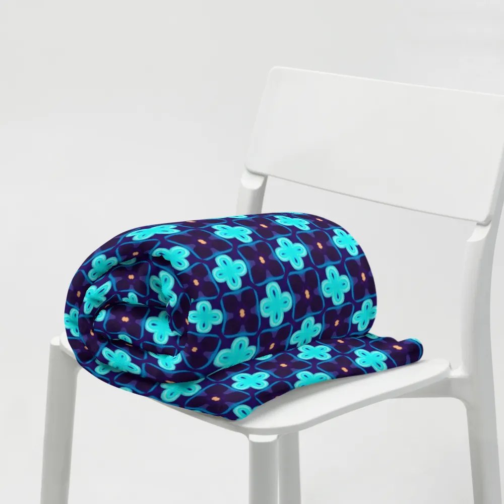 Elegant Blue & Black Seamless Patterned Throw Blanket product image (8)