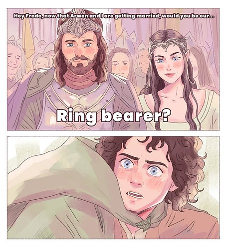 Hello everyone 😁 I liked this one especially because I wanted to draw the beautiful Arwen💓
Do you think frodo would be the Ri...
