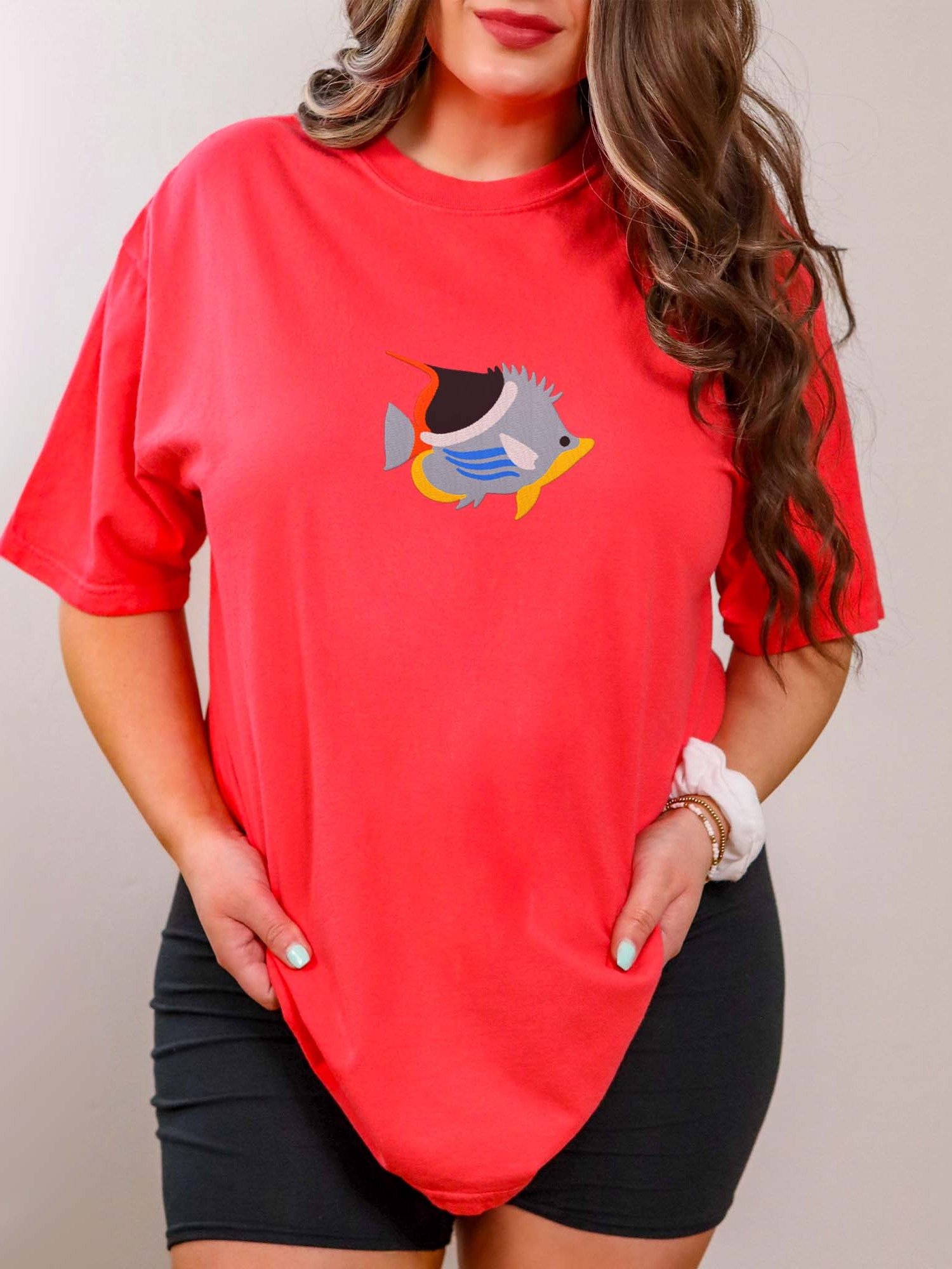 Saddleback Butterflyfish Premium T-Shirt (Embroidered) for Reef and Marine Aquarium Lovers product image (2)