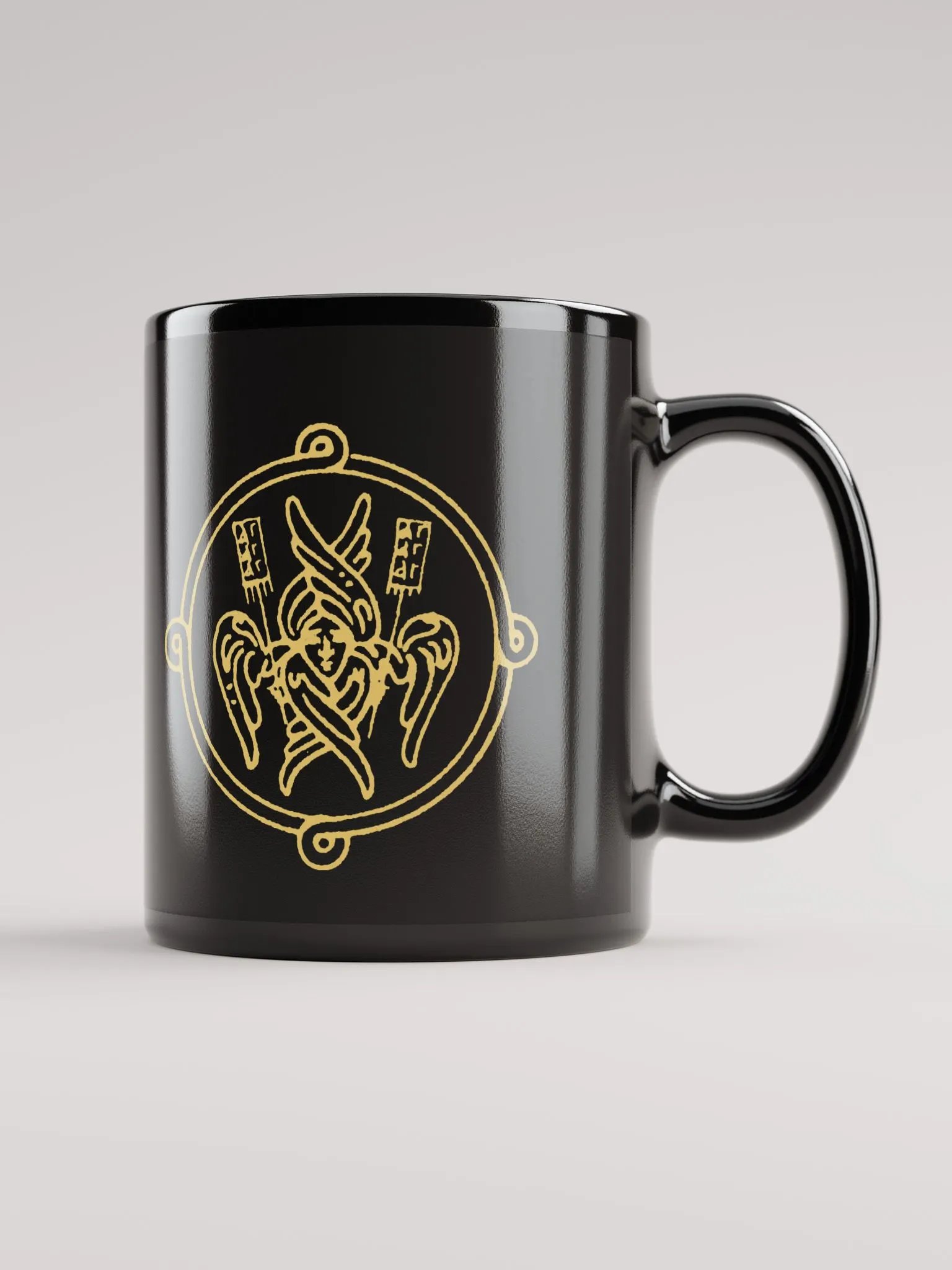 Byzantine Cherubim Orthodox Christian Mug – Black Religious Coffee Cup, Faith Gift product image (1)