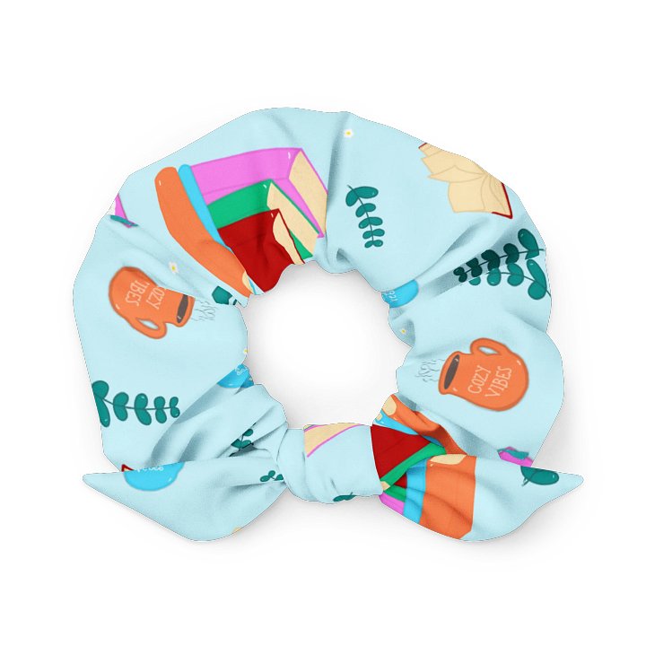Cozy Book Lovers Pattern- Blue Background Scrunchie product image (1)