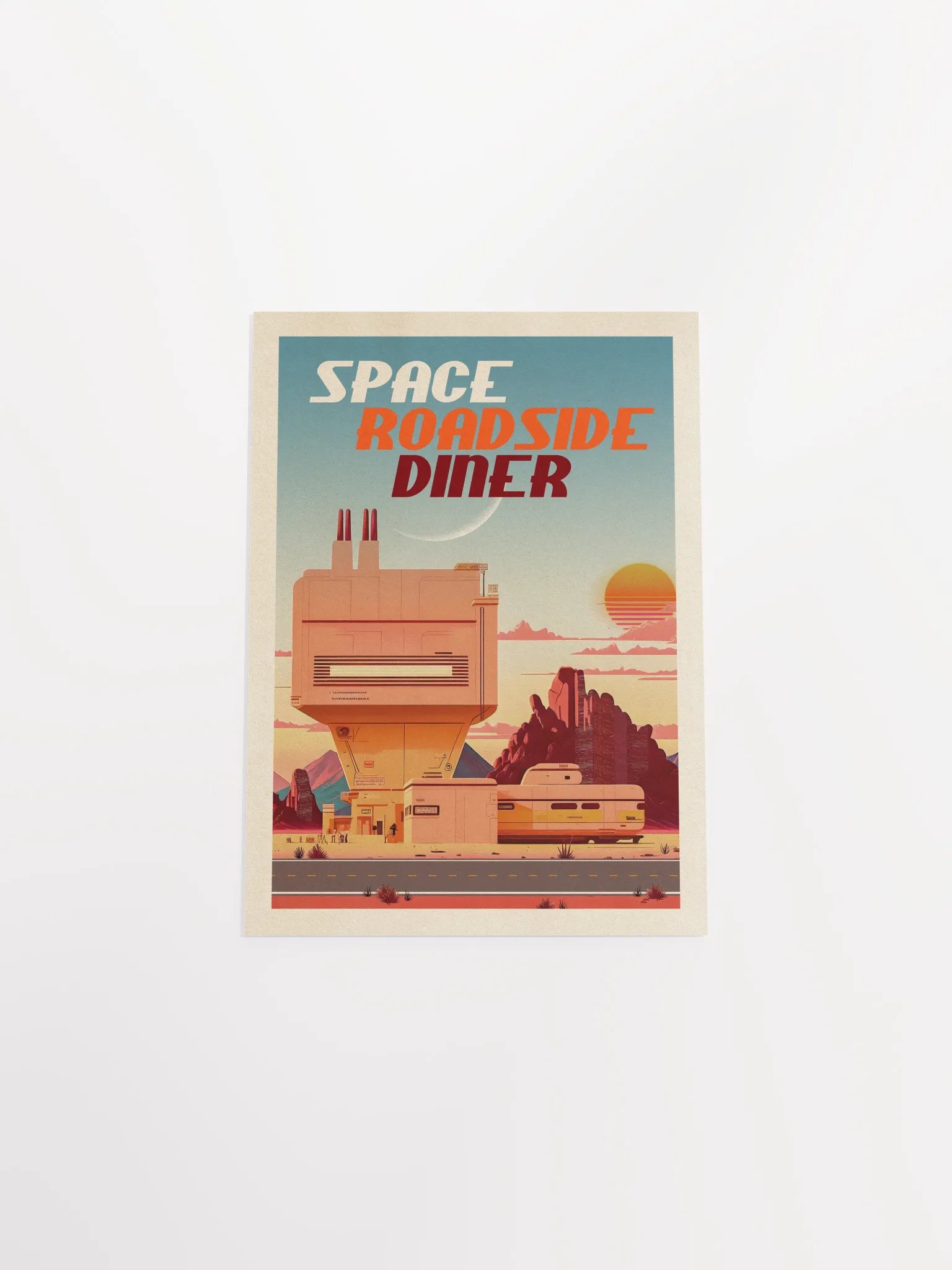Space Roadside Diner — Vintage space poster, retro space art, propaganda poster, retrofuturism art, retro sci-fi print product image (9)