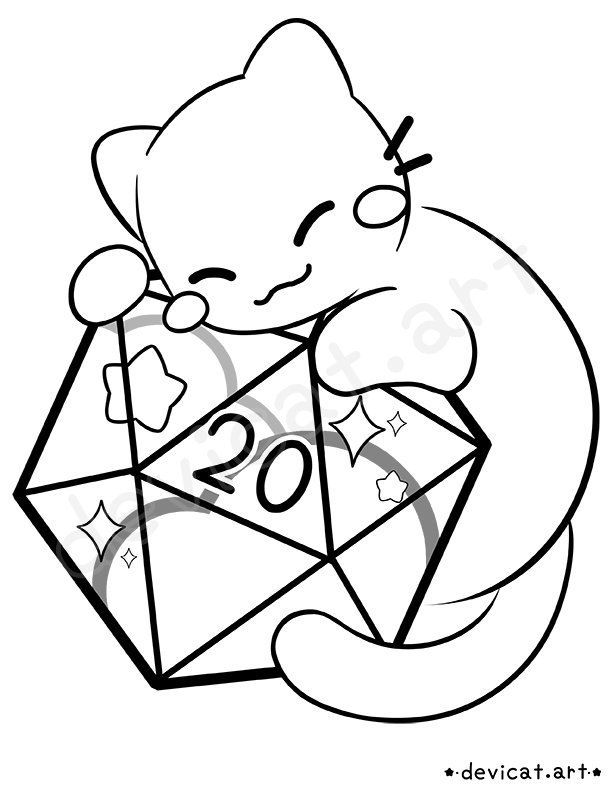 CandiCat D20 2026 Coloring Page product image (1)