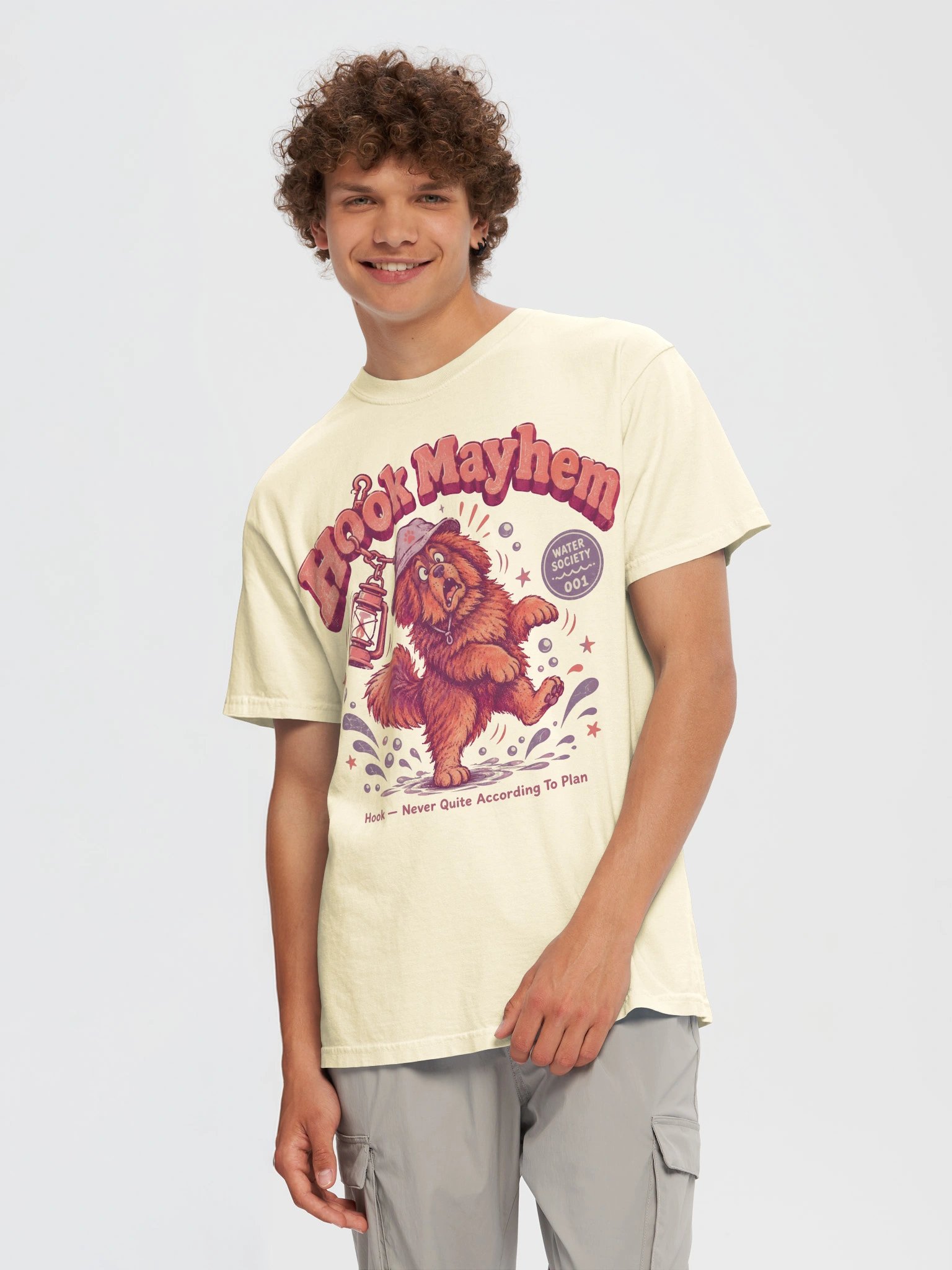 Hook Mayhem Shirt - Water Society 001 - Funny Dog Fishing Graphic Tee - Retro Vintage Cartoon Dog Shirt - Dog Lover Gift. product image (5)
