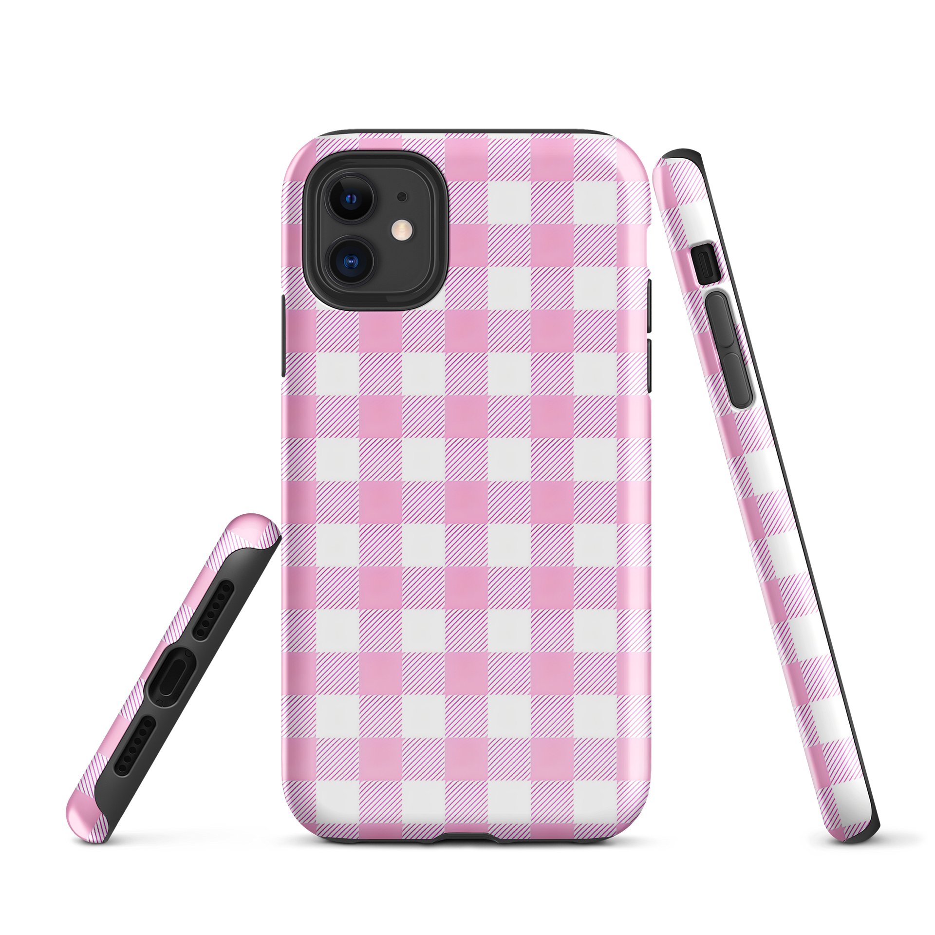 pink gingham i phone case product image (1)