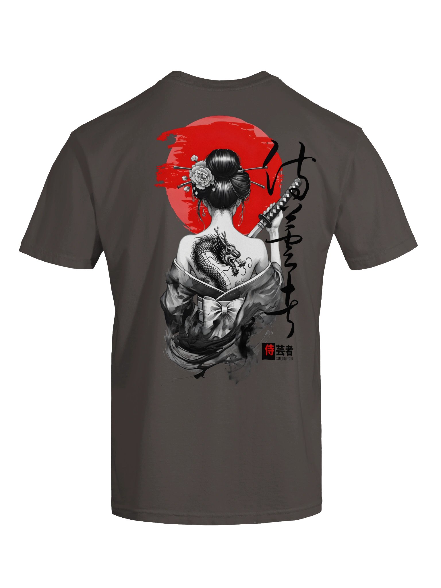Japanese Geisha Dragon Tattoo Graphic Tee – Urban Streetwear Oversized T-Shirt product image (2)