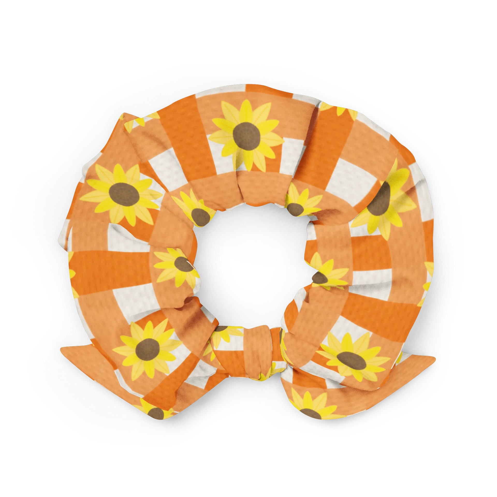 Sunflower Gingham Pattern-Orange Background Scrunchie product image (3)