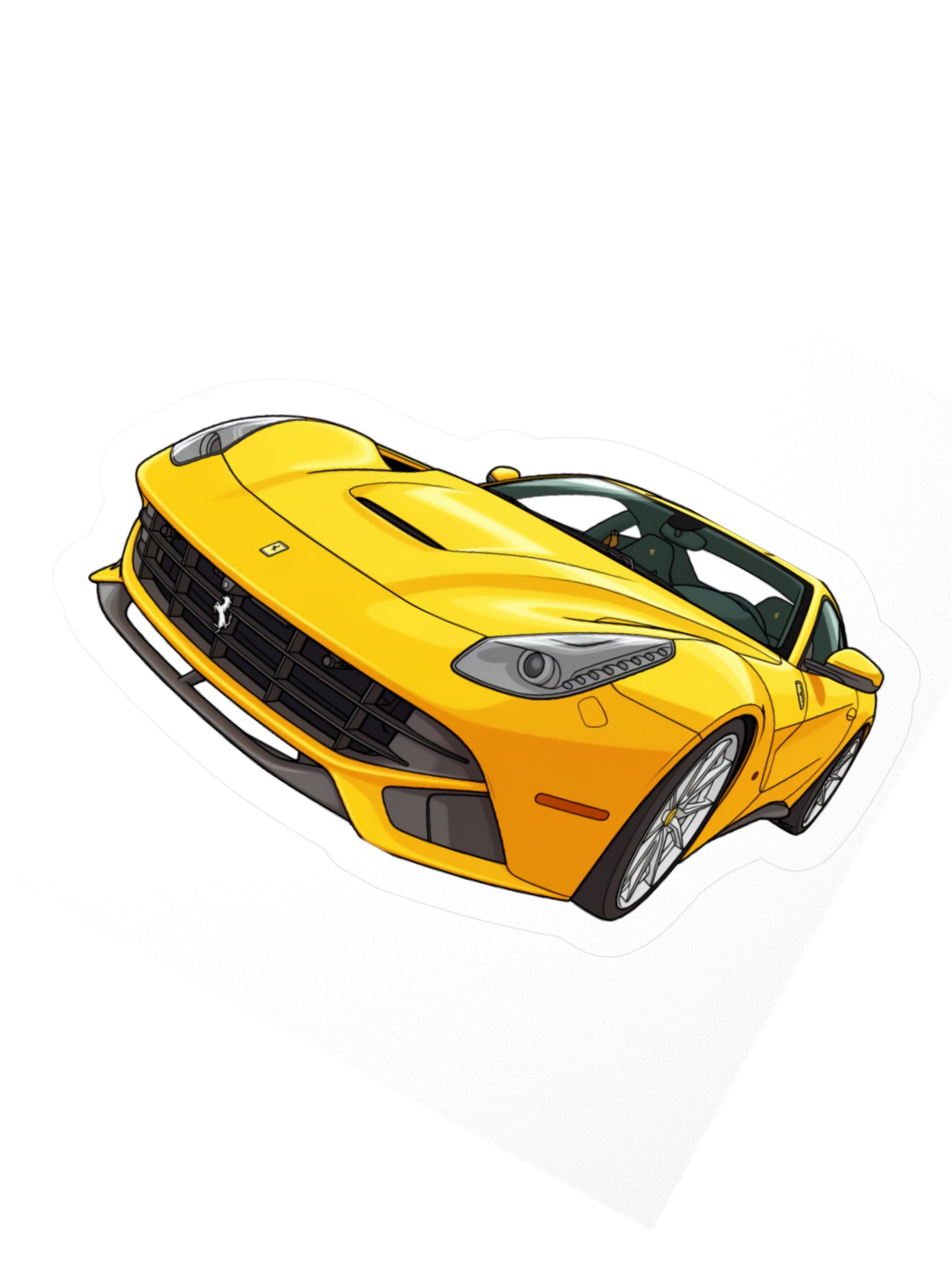 Yellow Ferrari F12 Berlinetta Sticker (Retro, Sketch, Silhouette) product image (4)