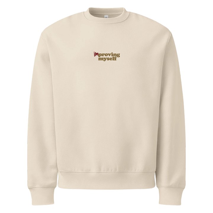 IMproving Myself Embroidered Sweatshirt (Beige) product image (1)