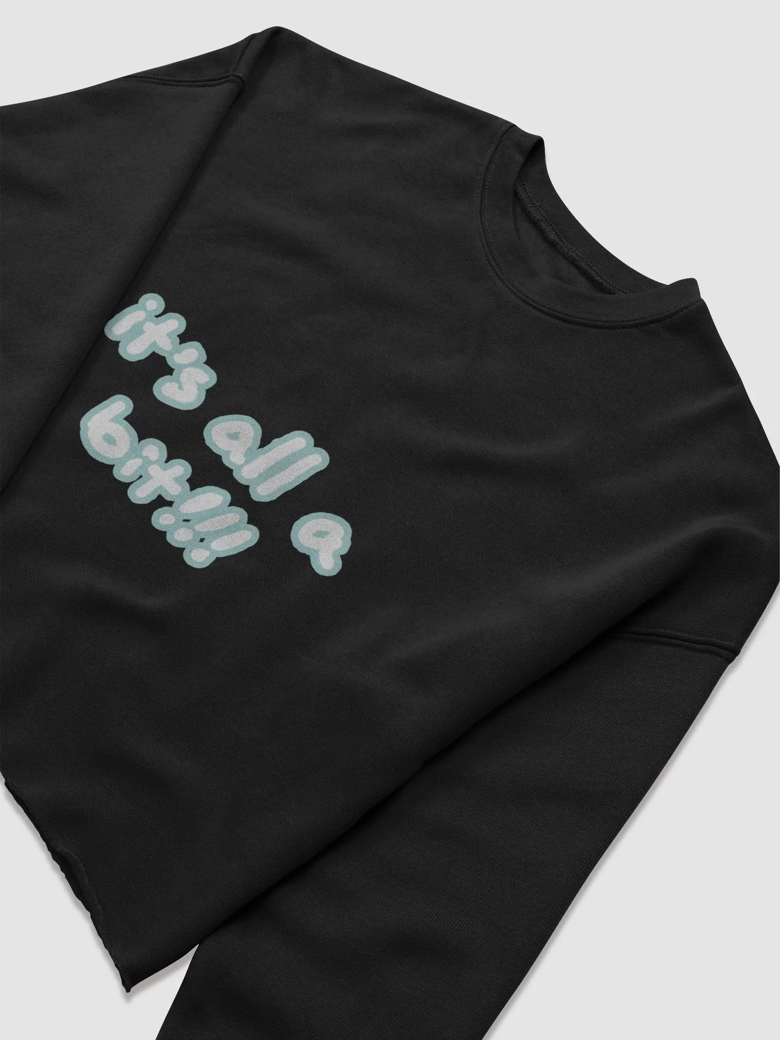 “It’s all a bit!!!” (sm. lined design, #CCE1C4) Women's Fleece Crop Sweatshirt product image (5)