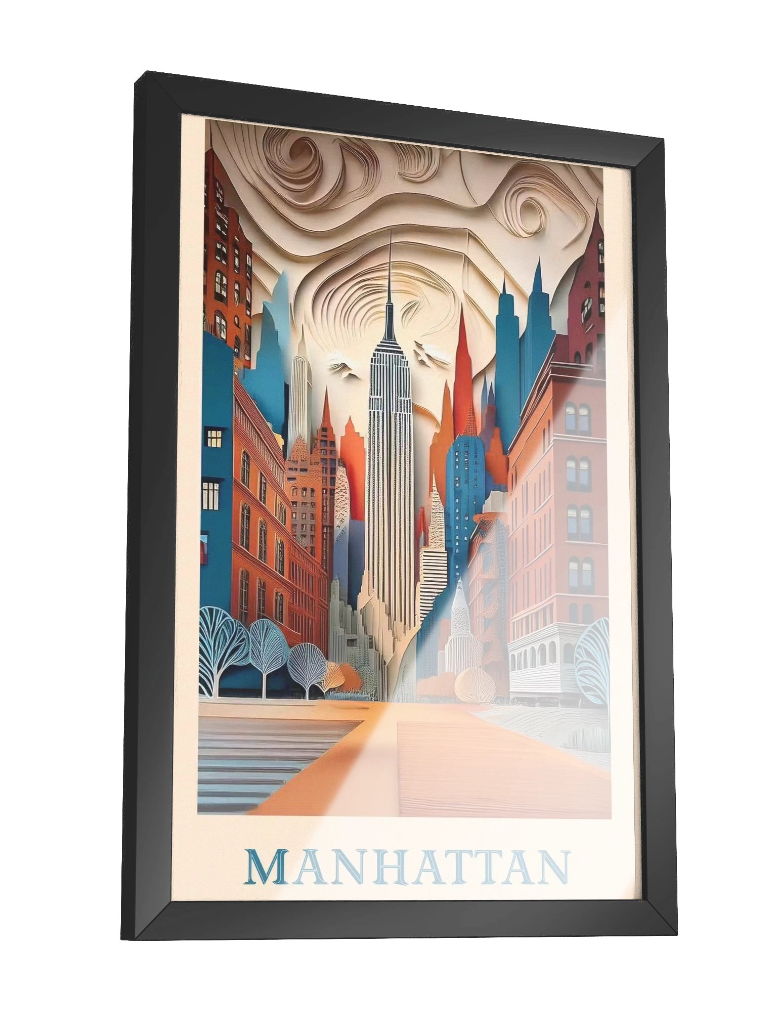 Vibrant Manhattan themed Ayous Wood Framed Matte Poster product image (3)