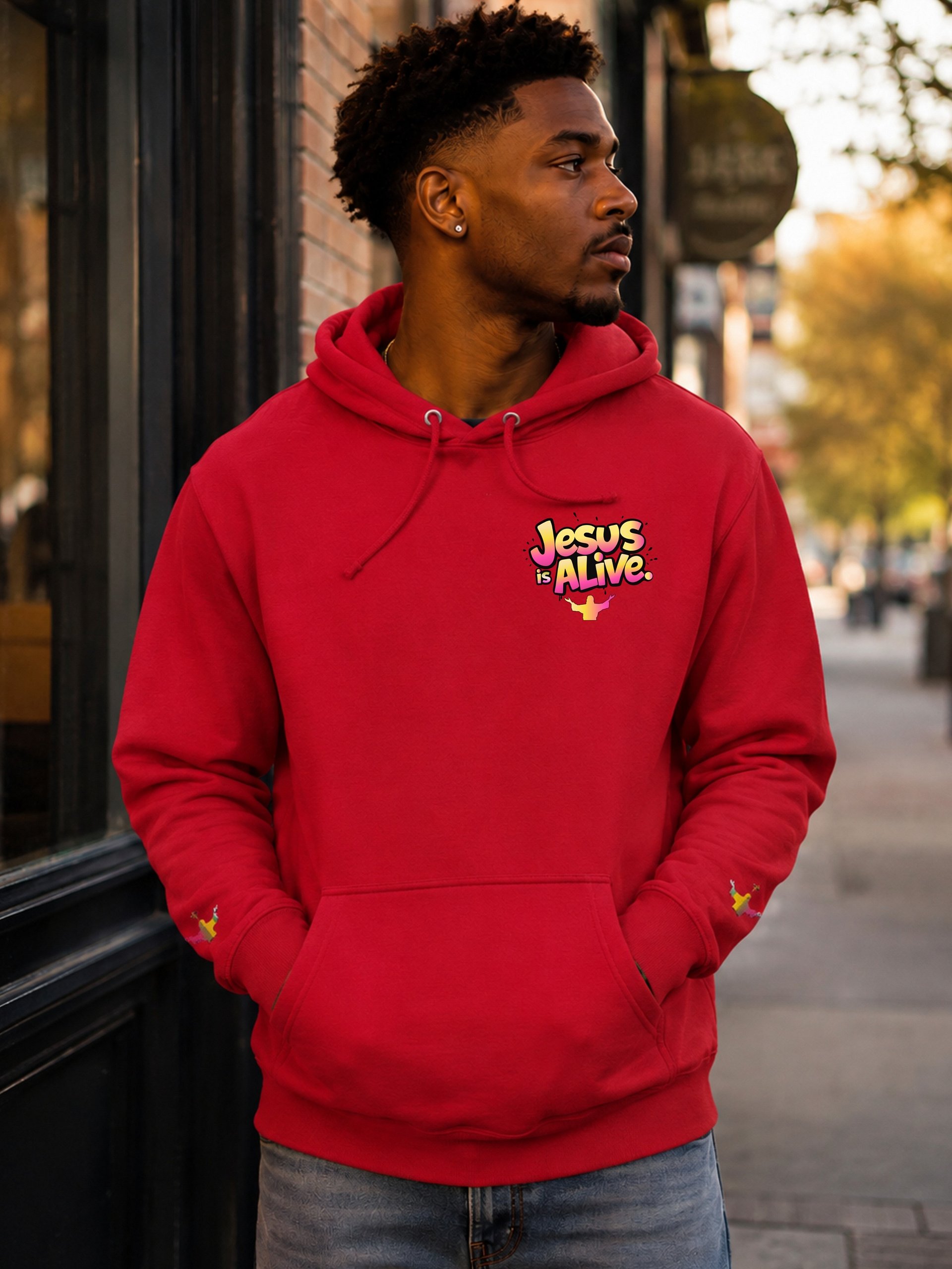 Jesus Is Alive Hoodie with Wrist Embroidery product image (3)