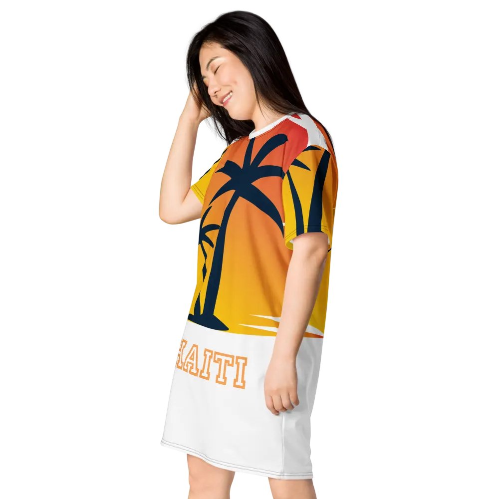 Sunset Palm Paradise T-Shirt Dress product image (4)