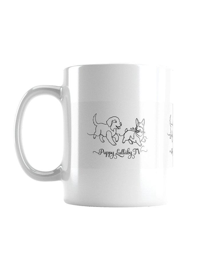 Minimalist Dog Line Art Coffee Mug – Playful Golden Retriever and Corgi Ceramic Cup – Puppy Lullaby TV Official Merchandise product image (2)