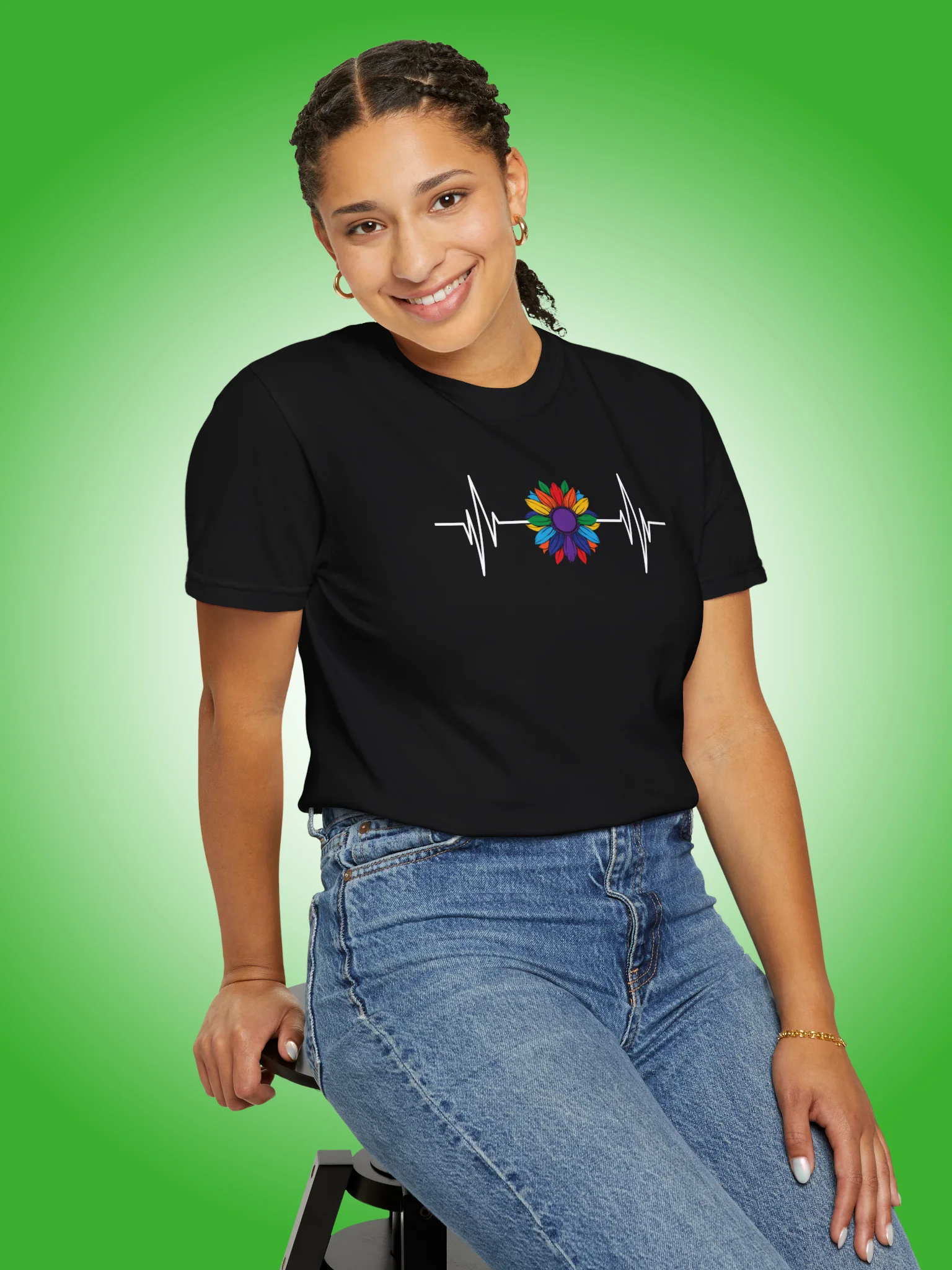 Pride Rainbow Flower Heartbeat product image (1)